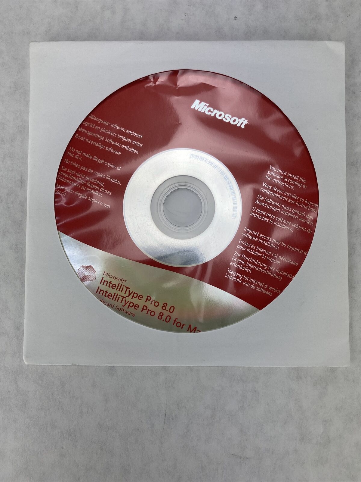 Microsoft IntelliType Pro 8.0 Keyboard Software Disc CD for Mac Red Label 2010