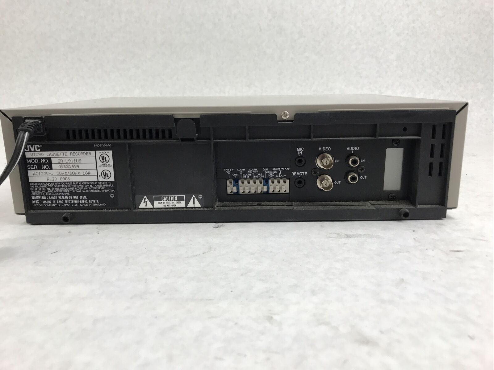 JVC Video Cassette Recorder SR-L911US AC120V 50/60Hz 16W