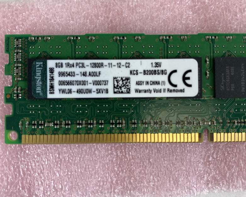 Kingston 8GB 1RX4 PC3L-12800R KCS-B200BS/8G BSMH1841498 Server Memory Lot of 2