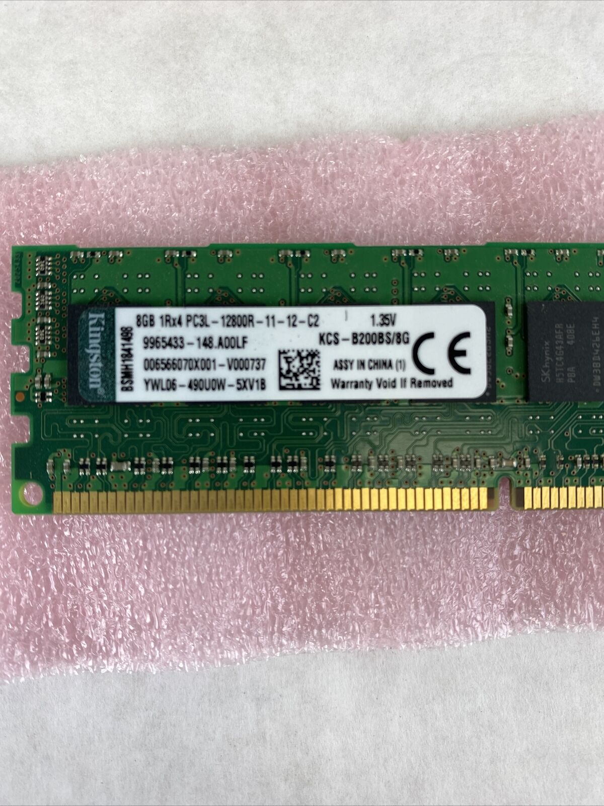 Kingston 8GB 1RX4 PC3L-12800R KCS-B200BS/8G BSMH1841498 Server Memory Lot of 2