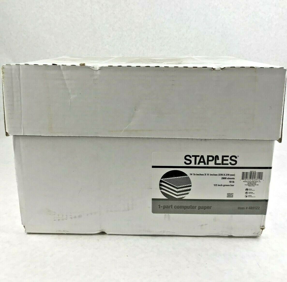 Staples 14 7/8 x11 Inches 2800 Sheets 1/2 Inch Green Bar