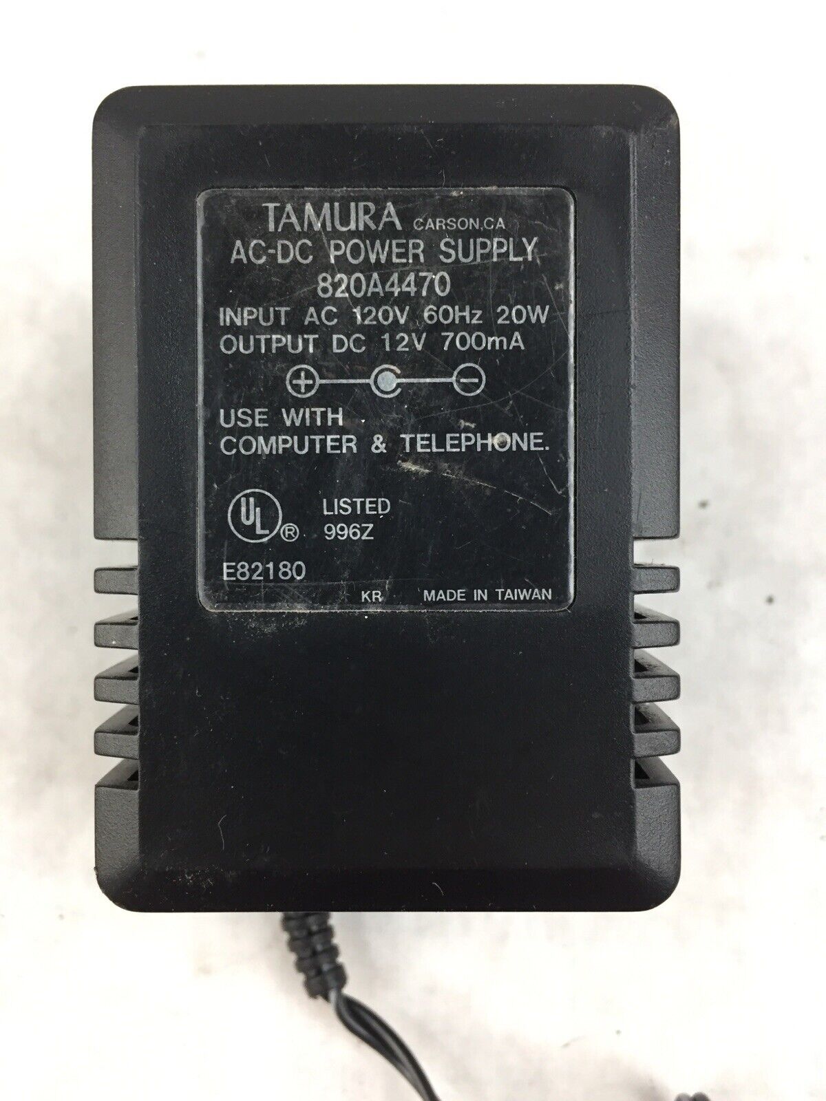 Tamura Class 2 Transformer 820A4470 IN 120V 60Hz 20W OUT 12V 700mA