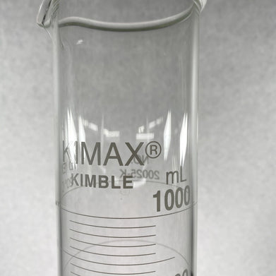Kimble 20025-K Kimax Borosilicate Glass Metric Graduated Cylinder Hex 1000 mL