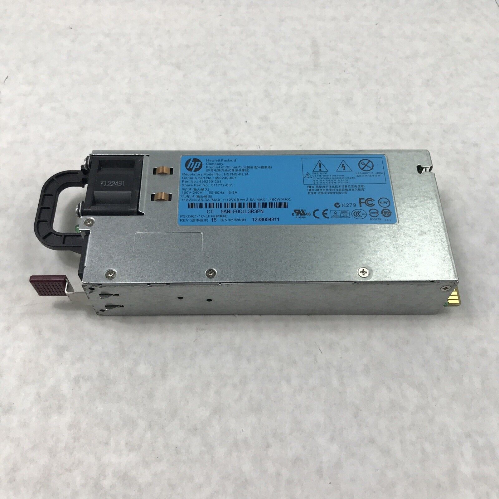 Genuine HP HSTNS-PL14 60Hz 240V 460W Power Supply