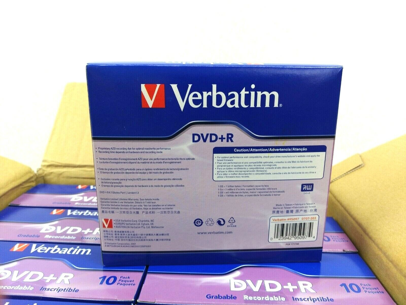 Lot 0f (8) 10PK DVD+R Recordable Verbatim 120 Min 4.7GB/16x In Jewel Case