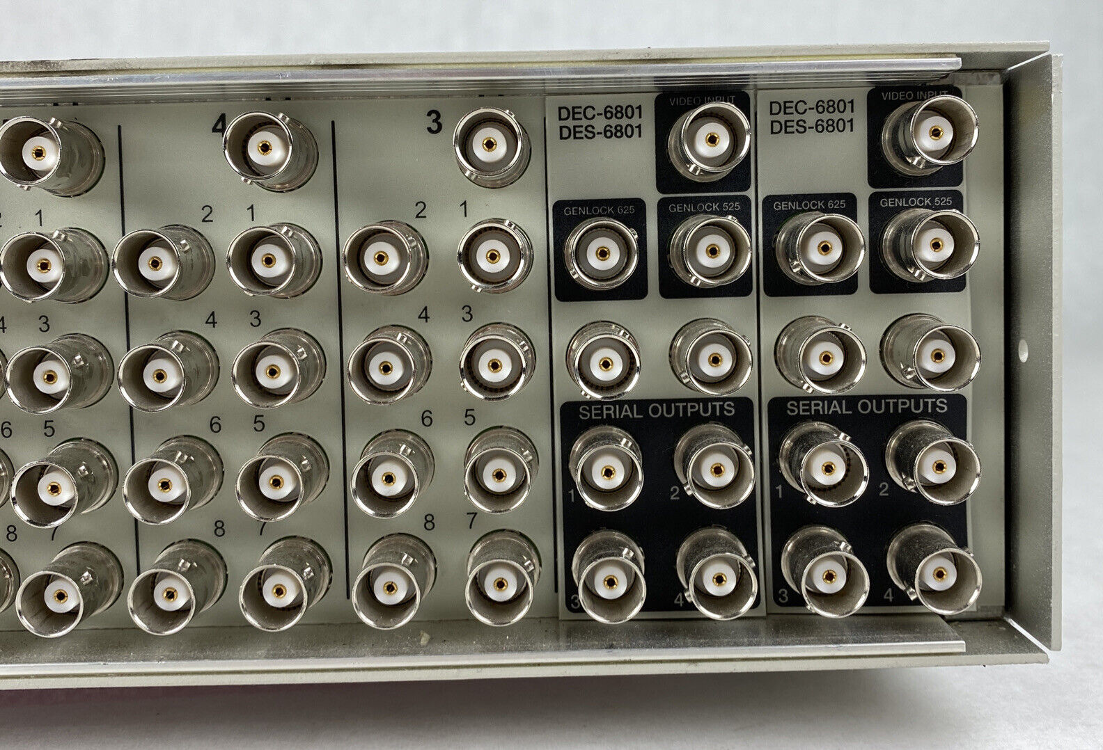 10x Leitch DEC-6801 decoder cards inside Leitch FR-6804-1 digital glue