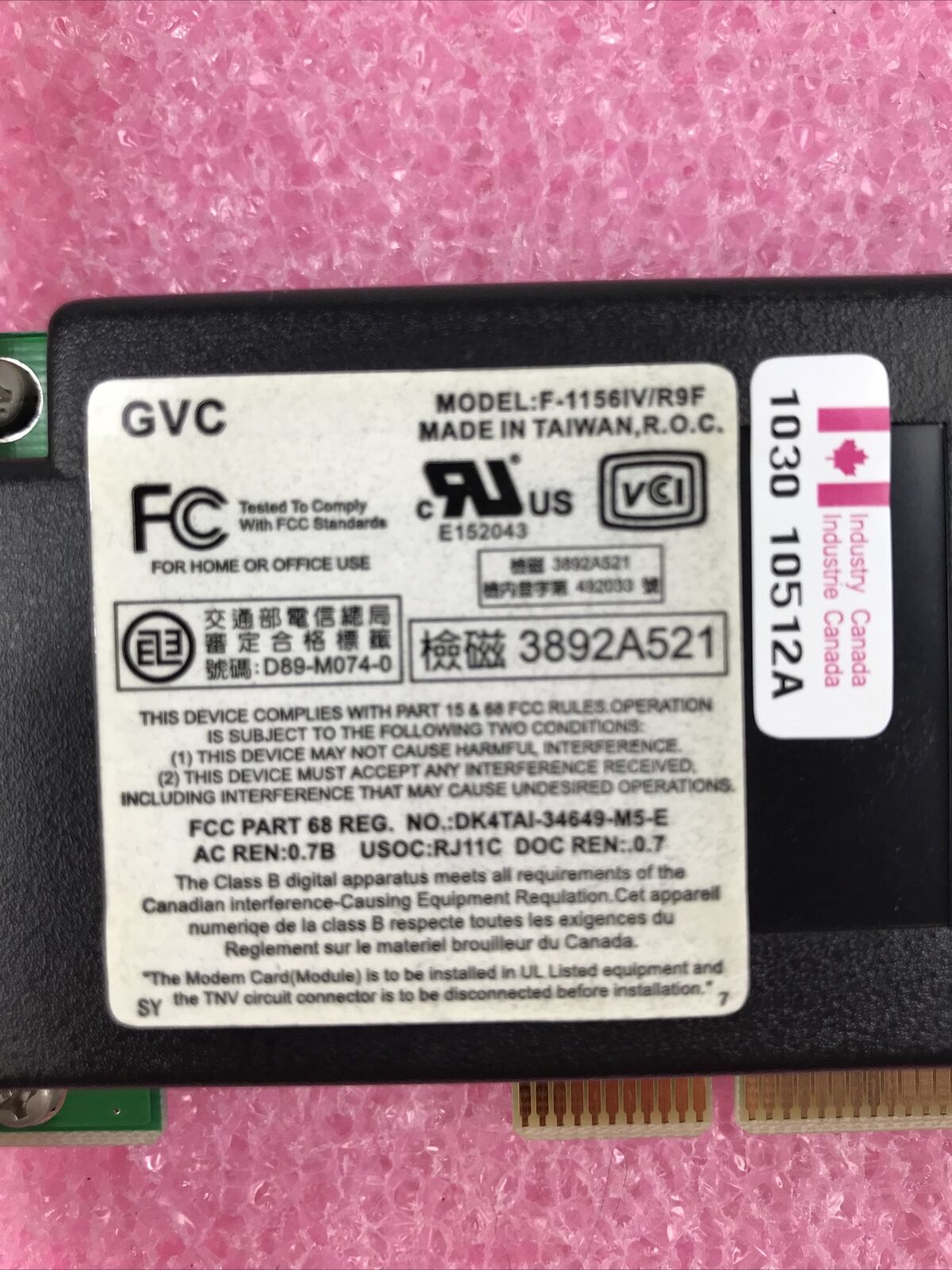 GVC F-1156IV/R9F or Dell 079EKD 01K636 modem PCI card Lot of 3