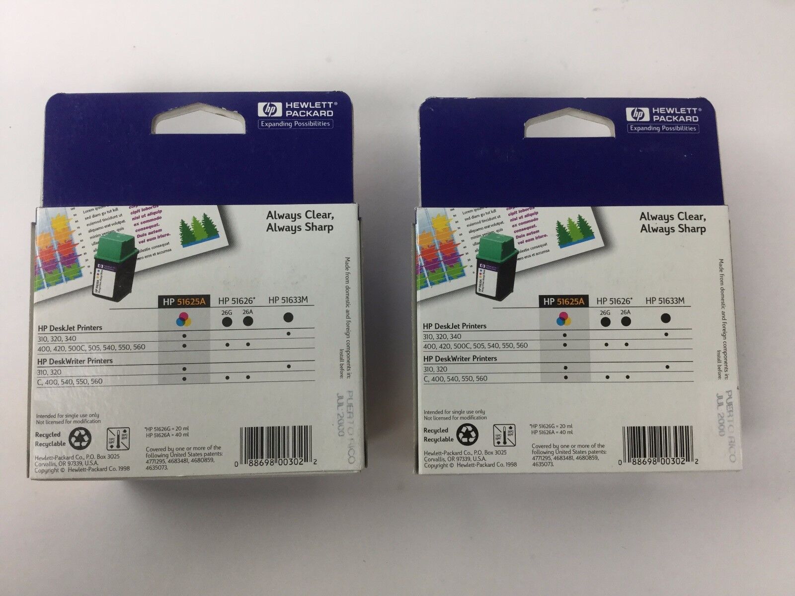 HP Inkjet Print Cartridge 51625A Tri Color (Lot of 2), NEW