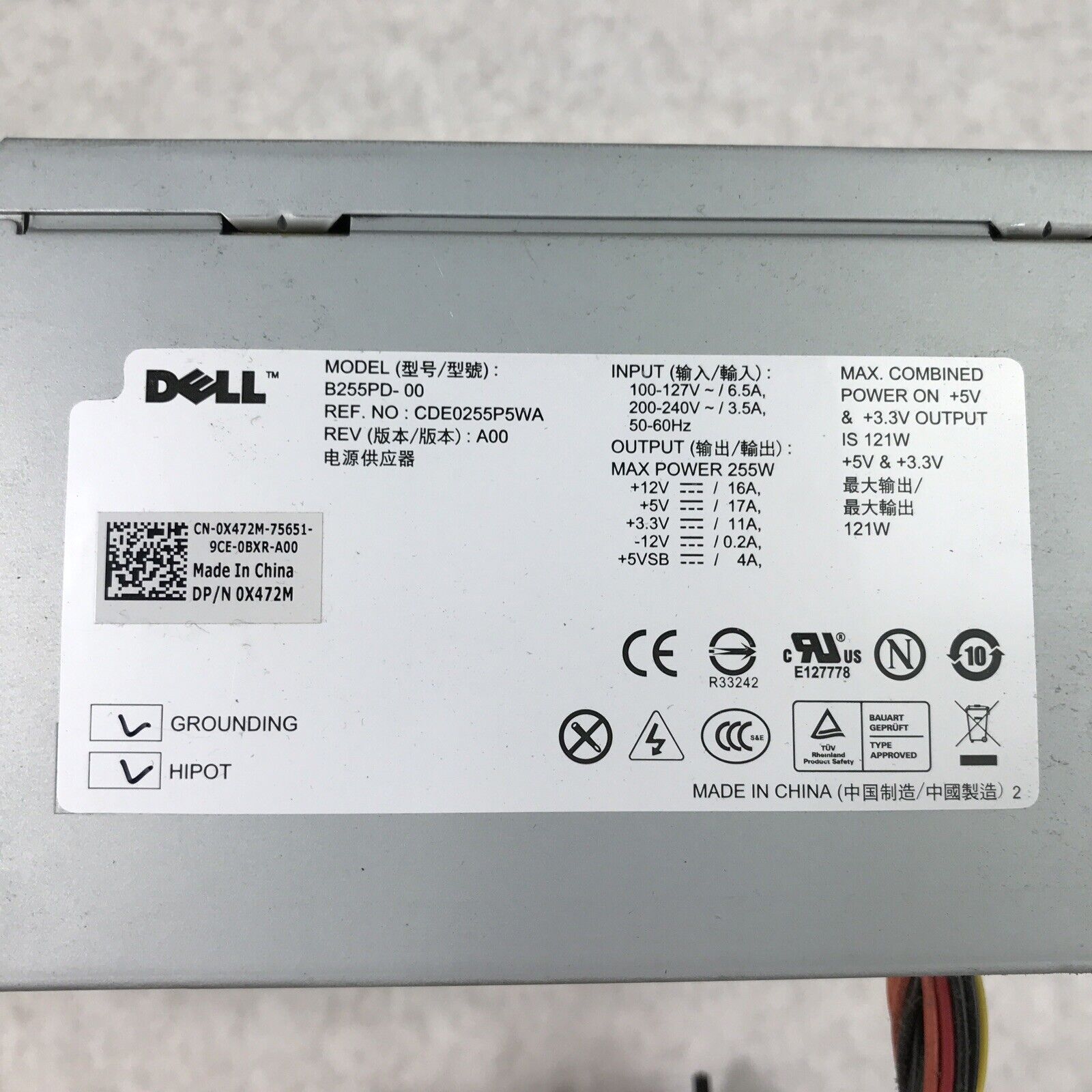 Dell Optiplex 360 755 760 960 255W Power Supply X472M 0X472M B255PD-00