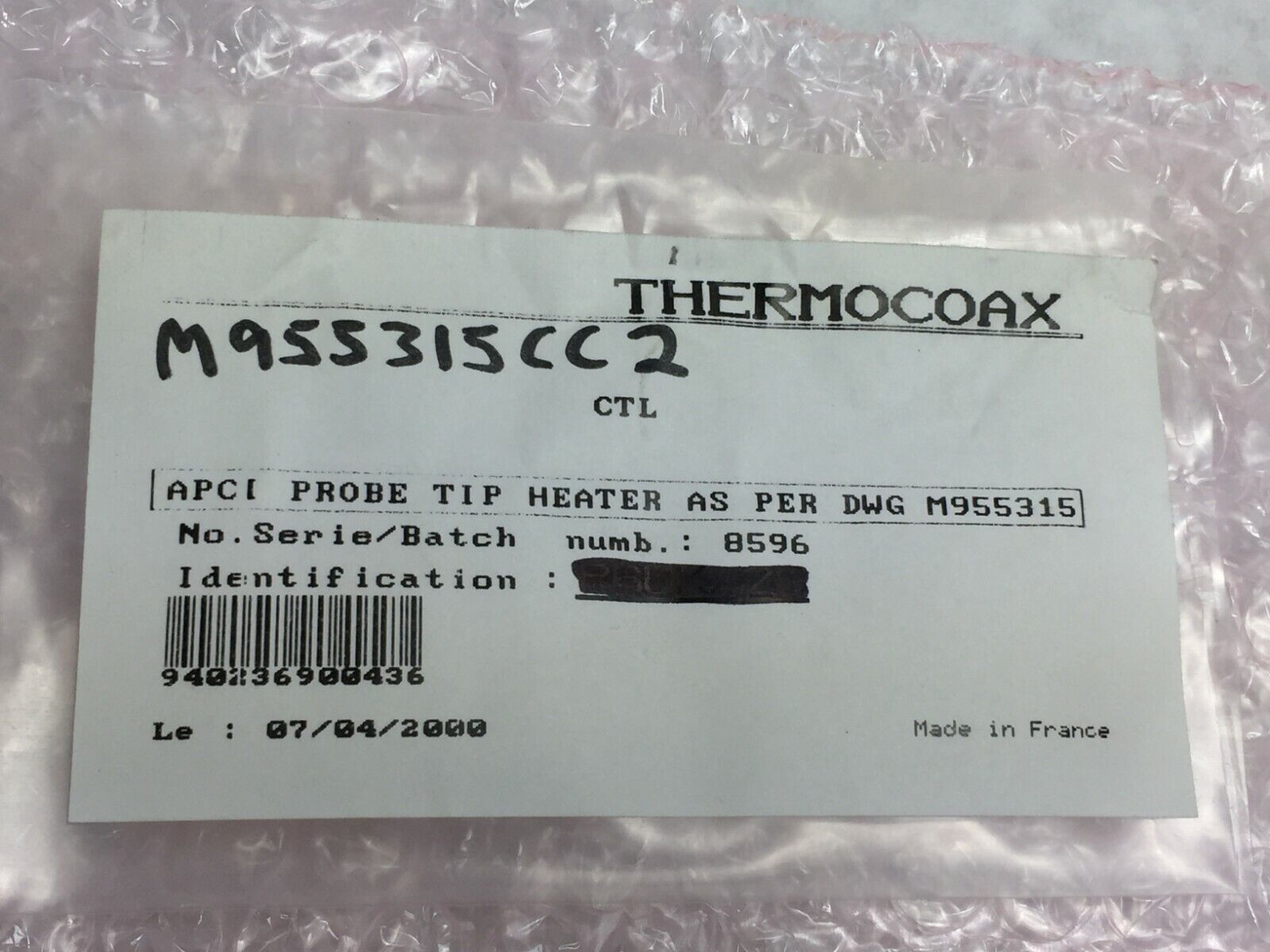 Thermocoax APCI Probe Tip Heater As Per DWG M955315
