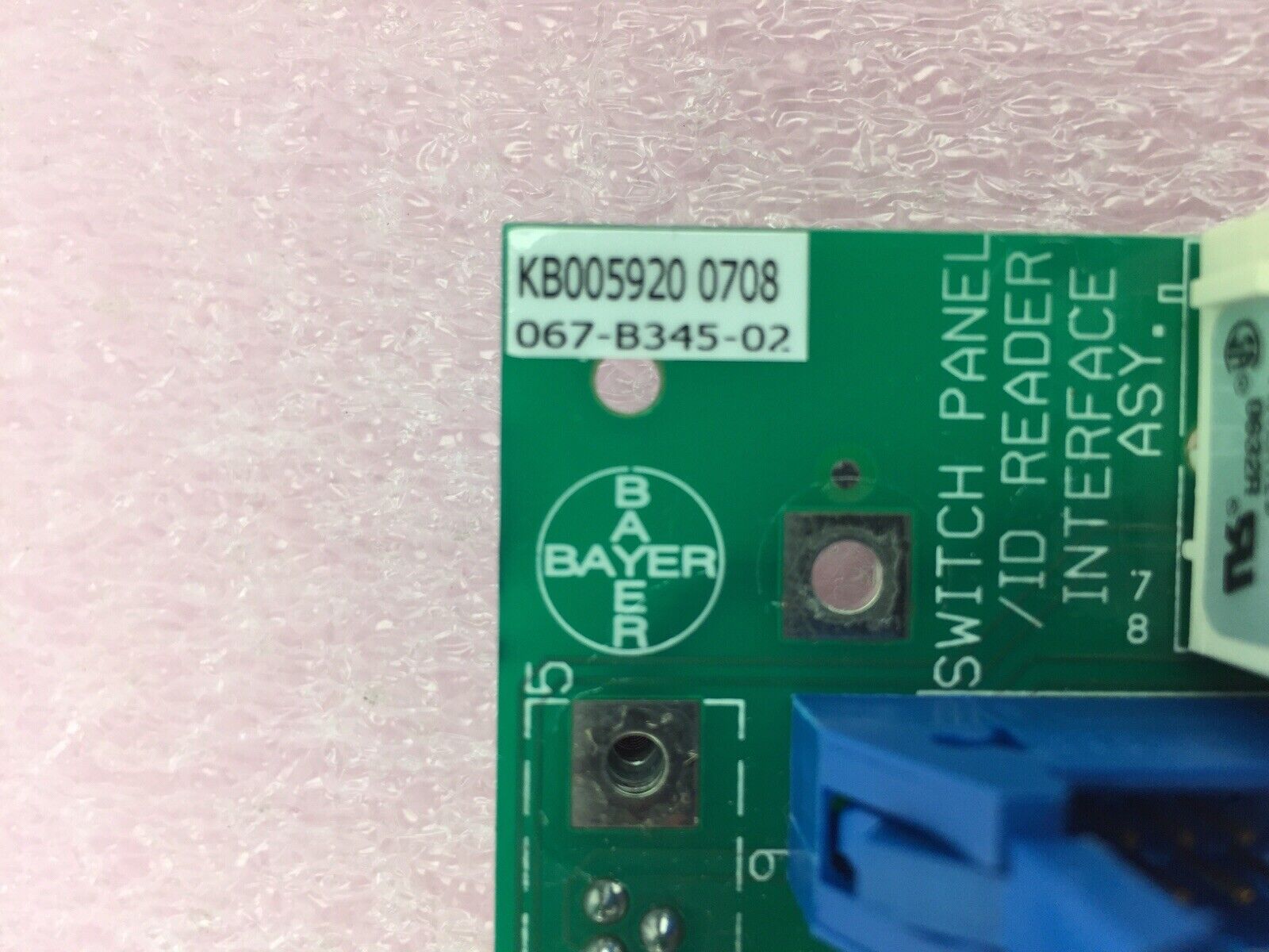 Bayer Switch Panel ID Reader Interface Assy Board 067-B345-02H