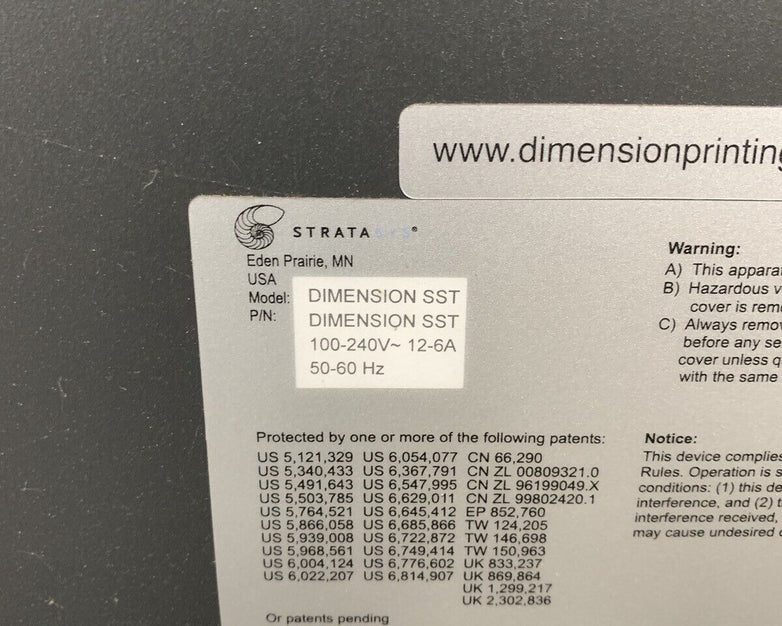 Stratasys Dimension SST 3D printer For Parts and Repair