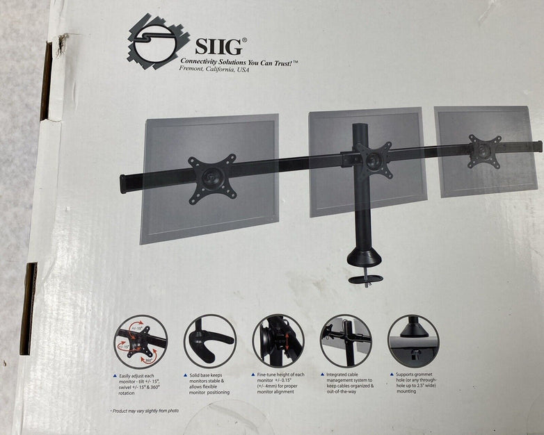 SIIG Triple Monitor Desk Stand for 13" to 24" Displays ACN1352X CE-MT1812-S1