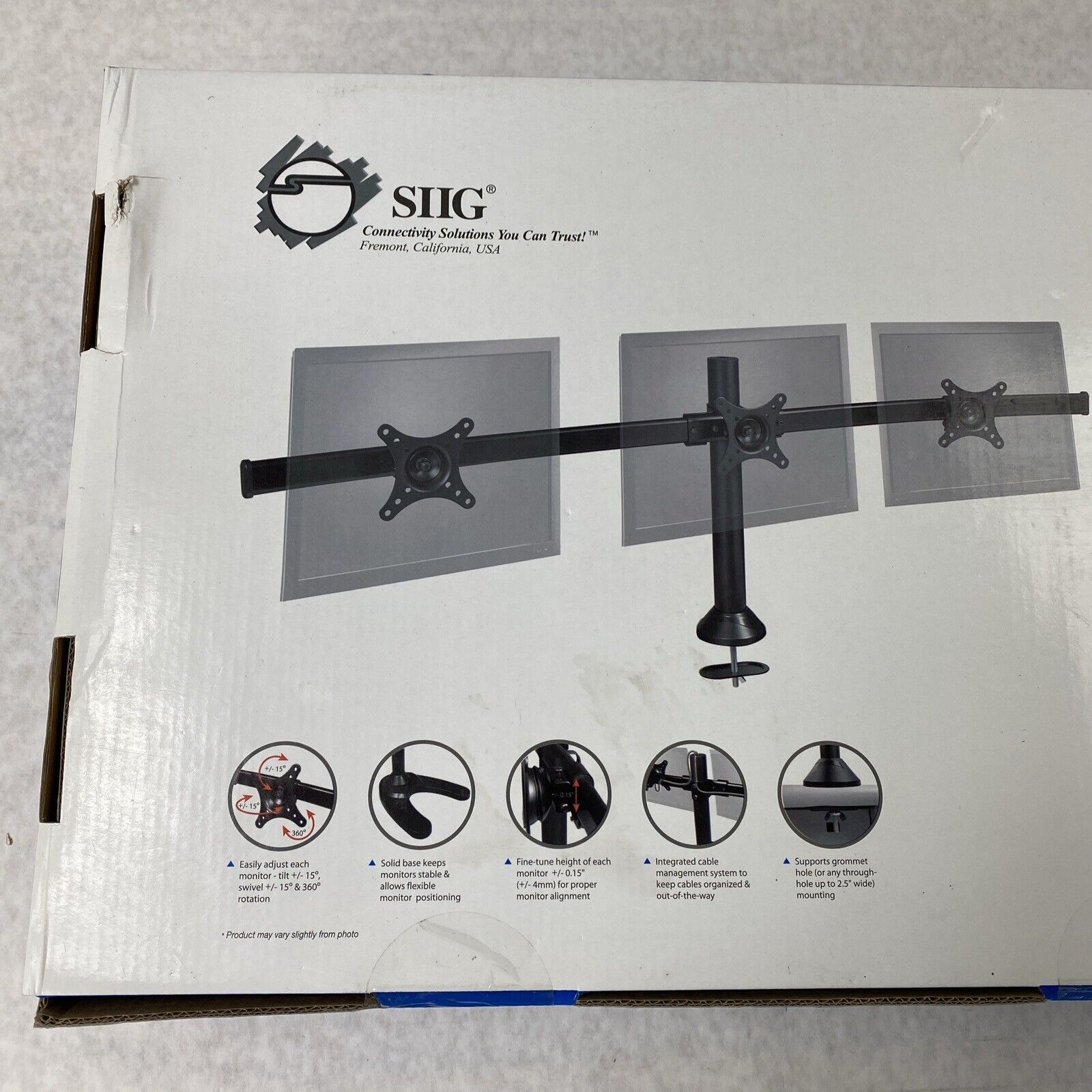 SIIG Triple Monitor Desk Stand for 13" to 24" Displays ACN1352X CE-MT1812-S1