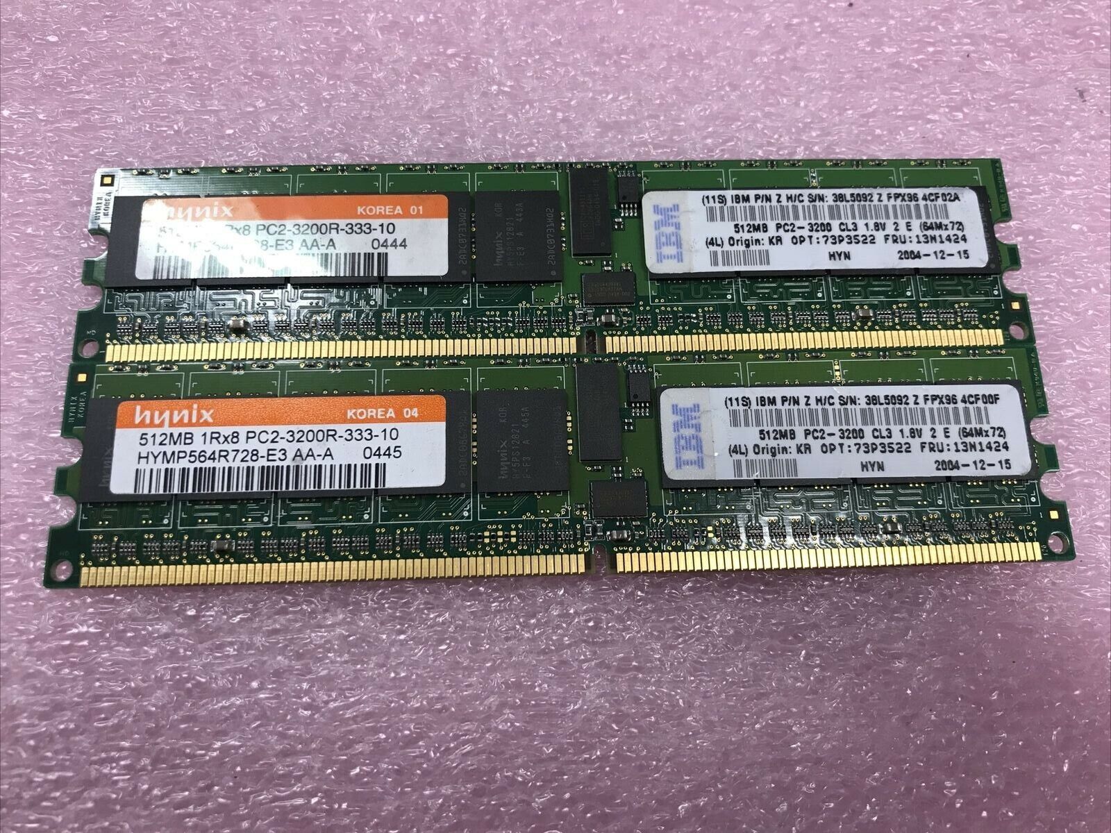 (Lot of 2) Hynix 512MB 1Rx8 PC2-3200R-333-10 HYMP564R728-E3