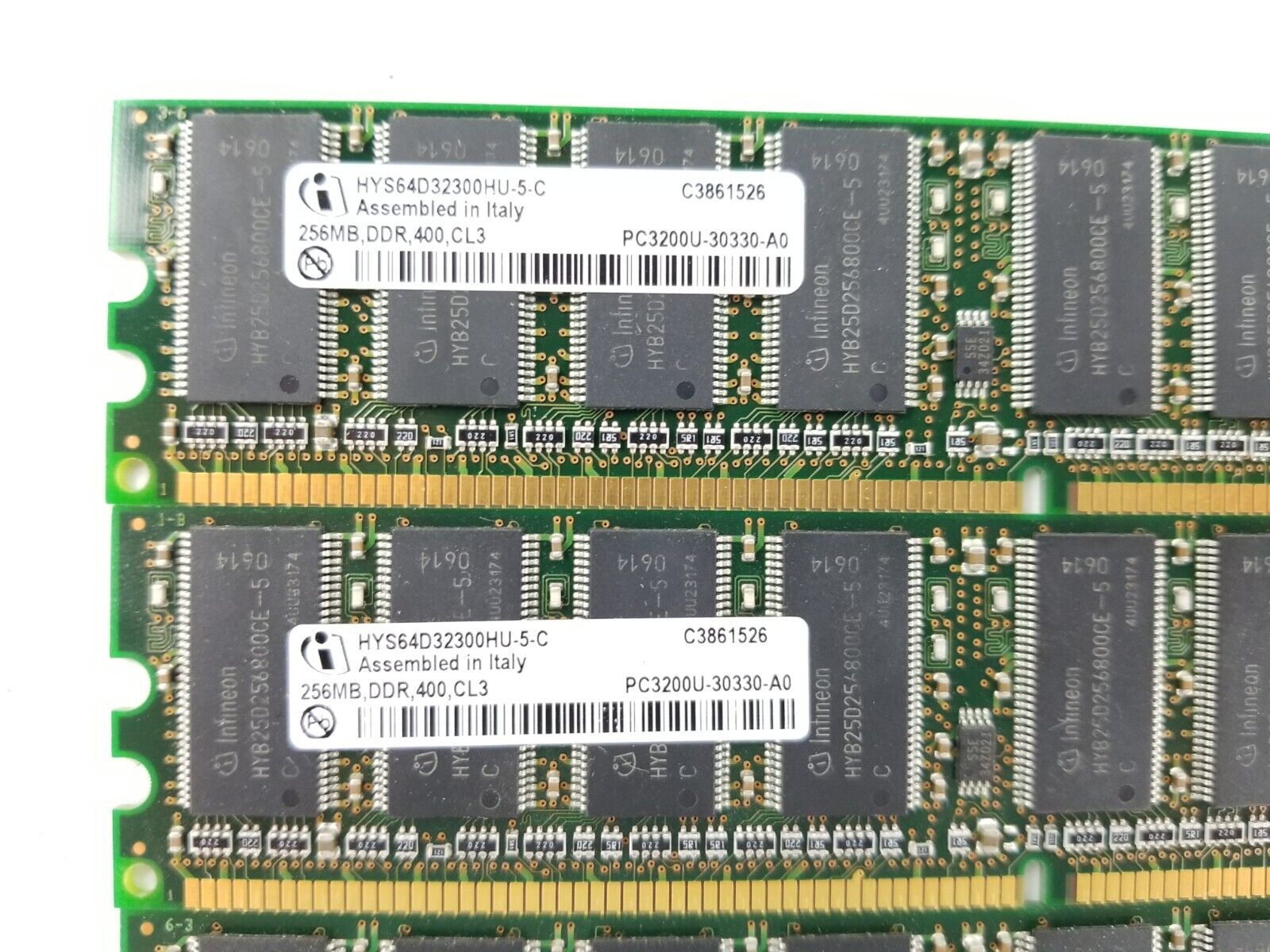 Lot of (3) Infineon HYD64D32300HU-5-C 256MB DDR 400 CL3 PC3200U-30330-A0