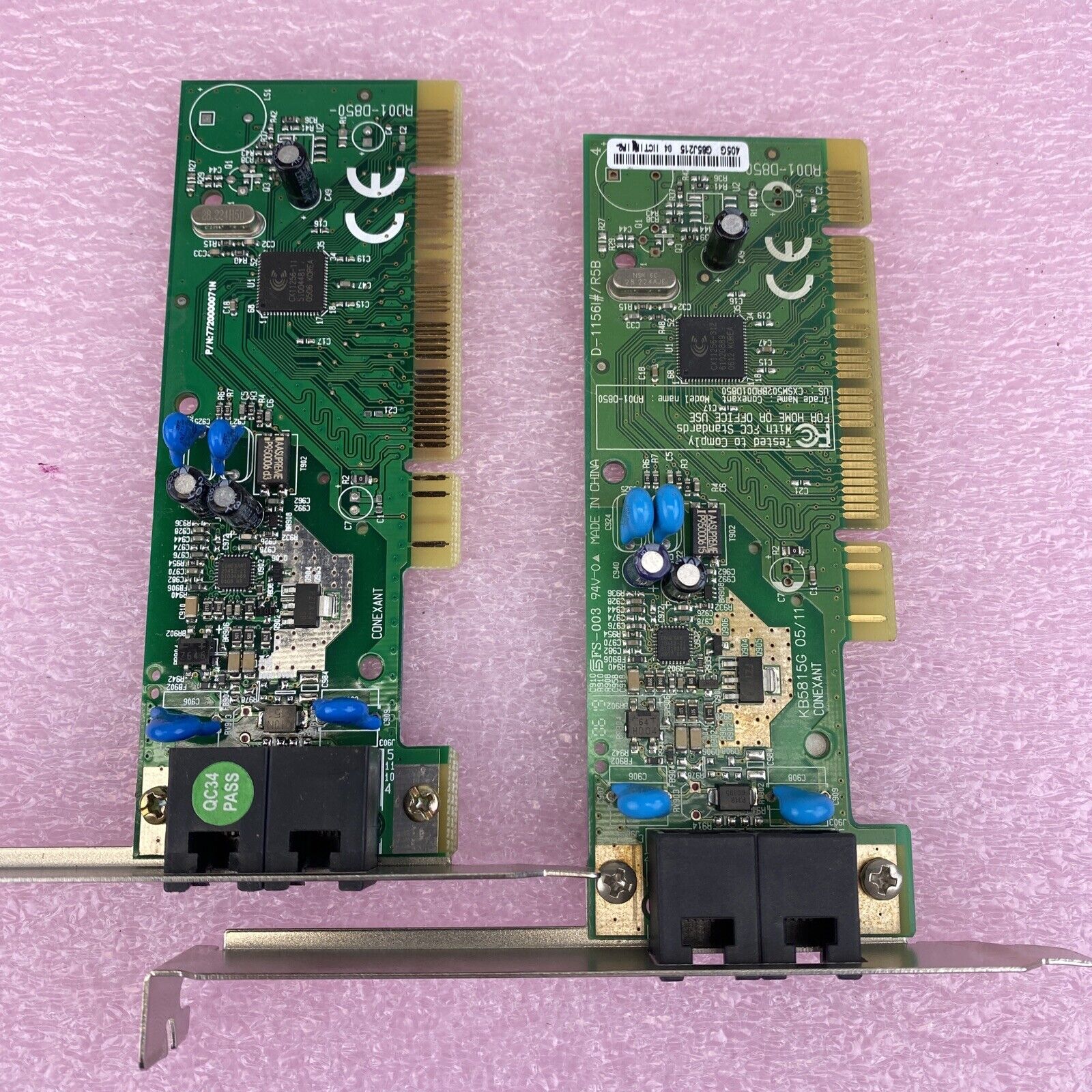 Anatel Conexant 56k Data Fax Modem RD01-D850 Full Height PCI Card Lot of 2