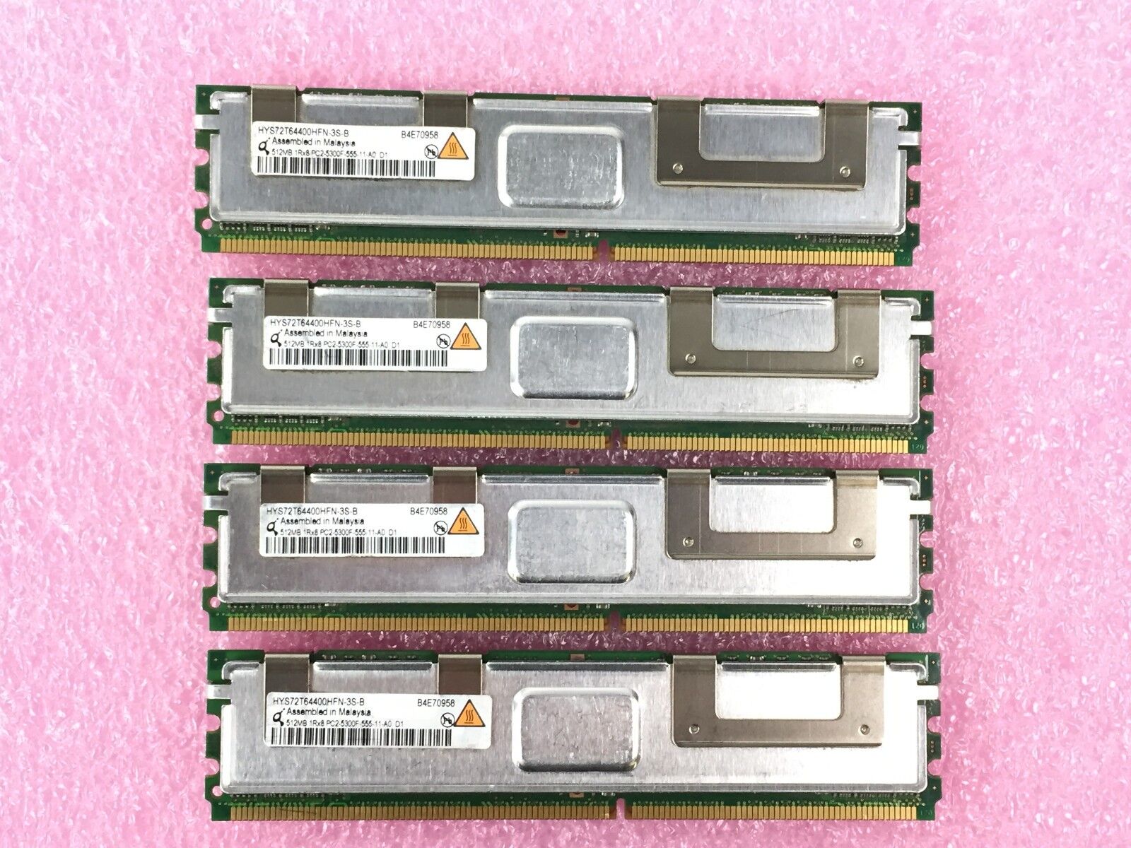 2GB Kit (4x 512MB) 1Rx8 PC2-5300F-555-11-A0 Qimonda HYS72T6440HFN-3S-B