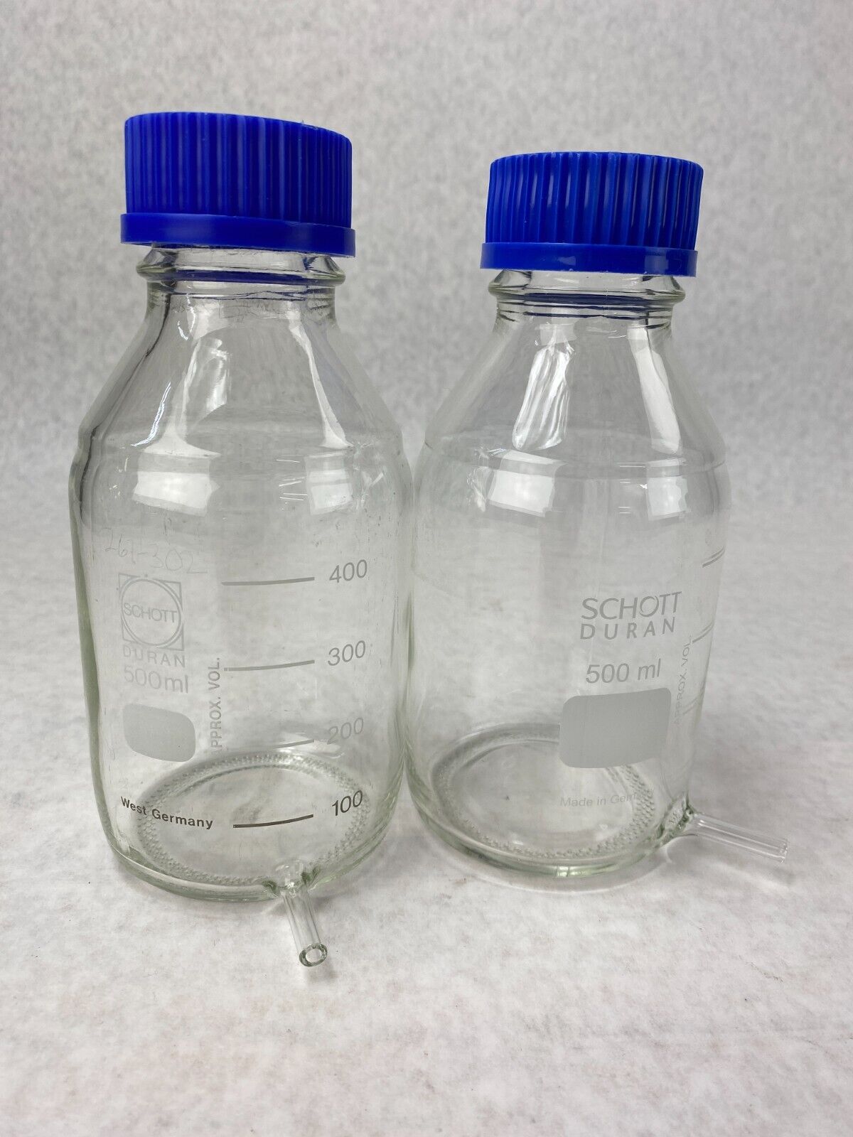 Lot of 6 Lab Glass 500mL Graduated Media Storage Bottle Boro 3.3 Pyrex Schott