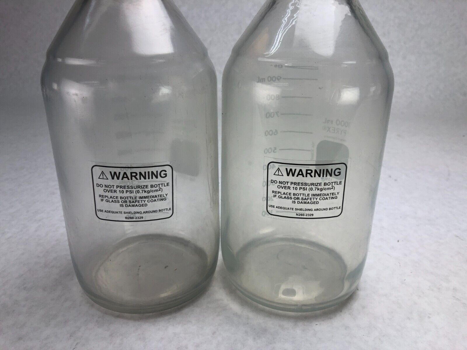 Lot of 2 Corning Pyrex 1000mL Media Storage Bottles 1395 with Caps
