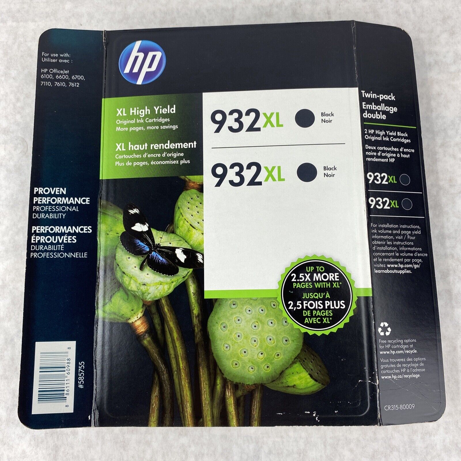 Genuine HP CR315BN 932XL 2 Pack Black Ink Cartridge for HPOfficejet Expired 2015