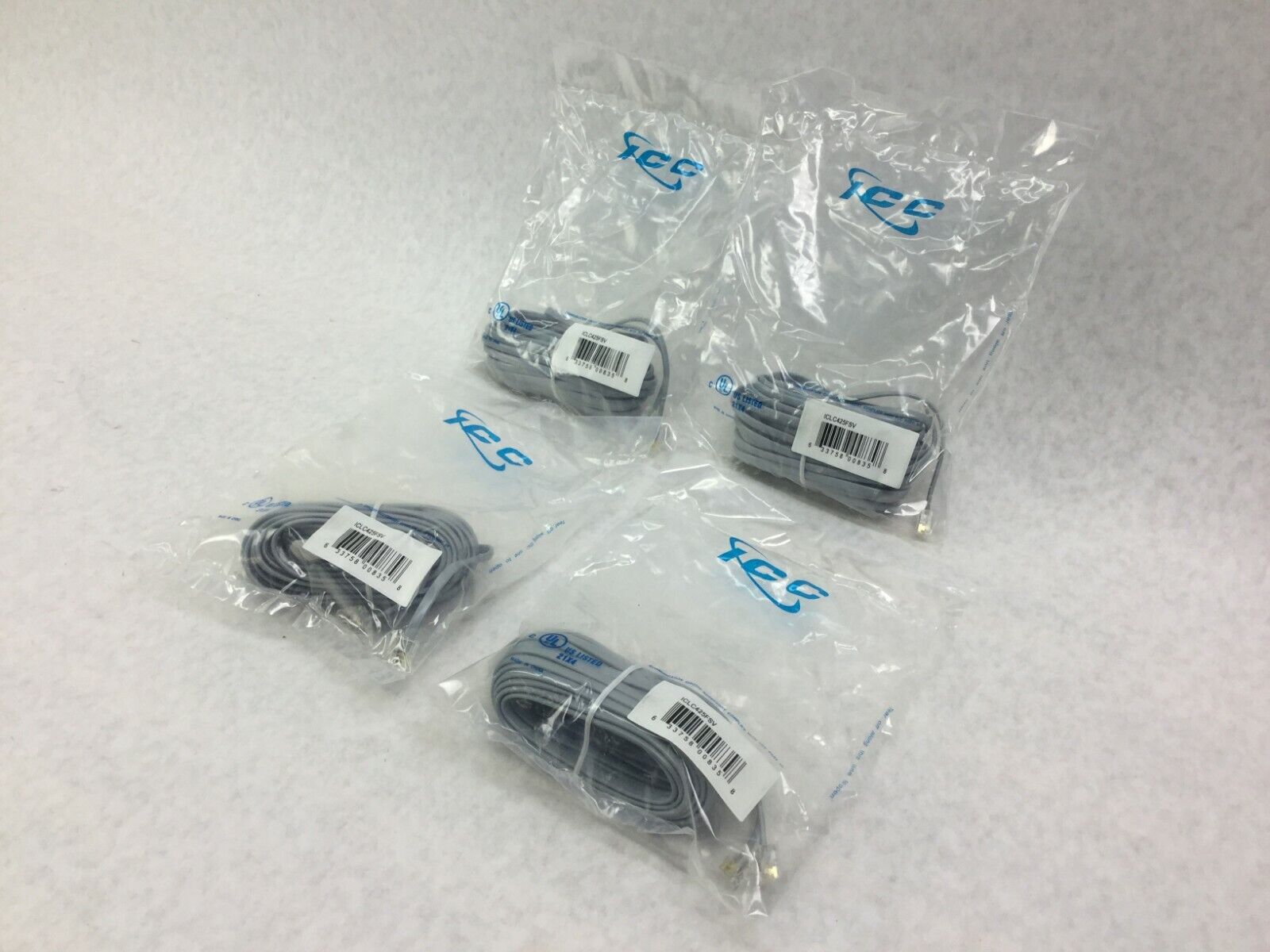ICC ICLC425FSV 25' ft  Flat Line Cord   Lot of 4   Sealed Packages