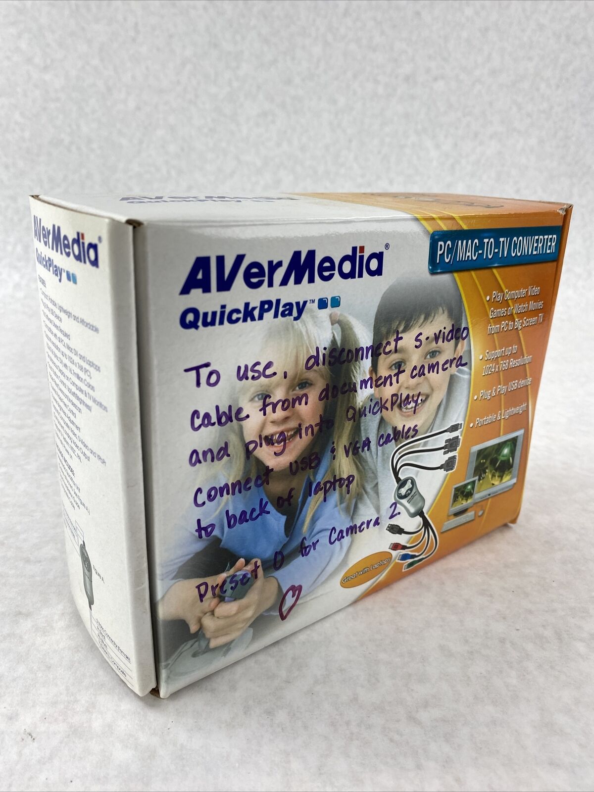 AVerMedia QuickPlay PC VGA Dsub to TV S-Video RCA Converter UNTESTED