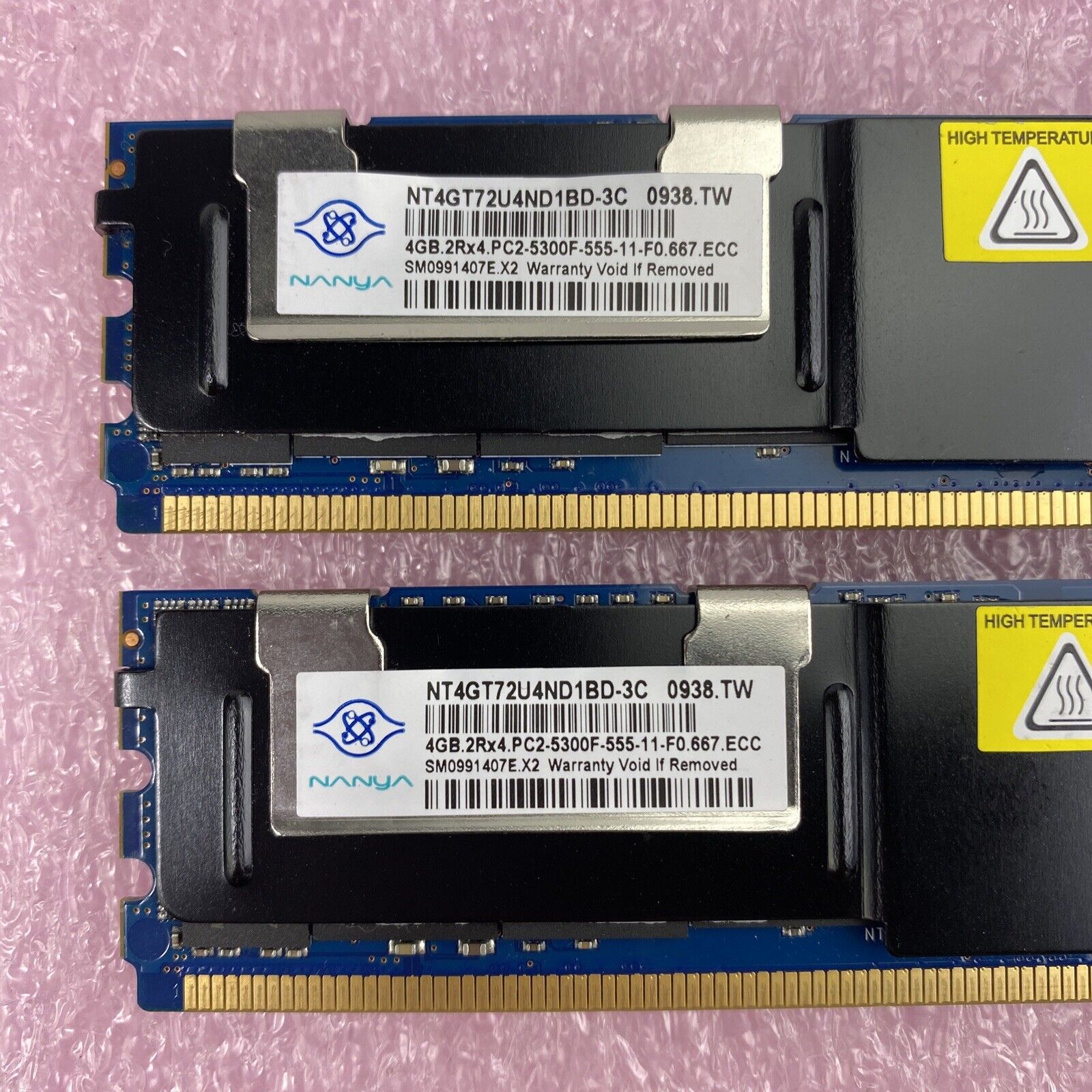 2x 4GB Nanya HP 398708-061 PC2-5300F 667MHz 2Rx4 ECC DDR2 FBDIMM Server Memory