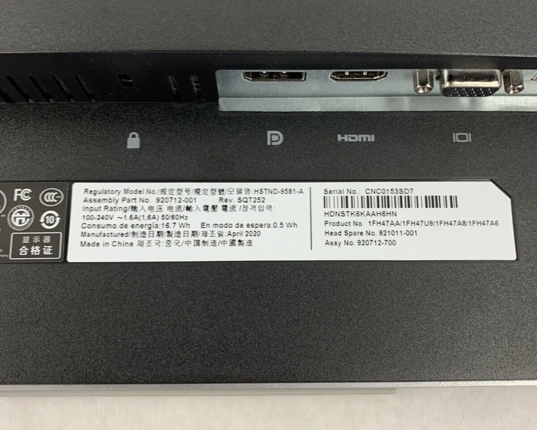HP LED Monitor HSTND-9581-A 23.8' Tested
