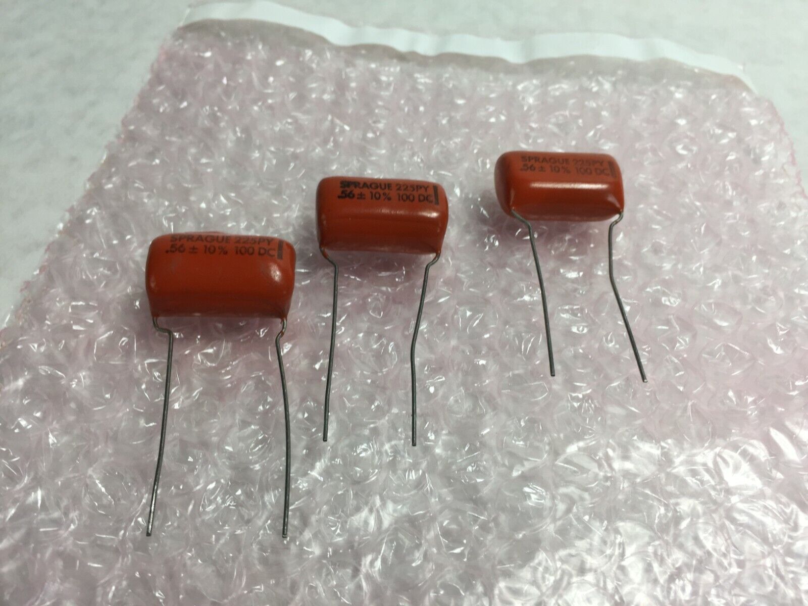 (3) Sprague 225PY .56  100 DC Orange Drop Capacitor  Lot of 3