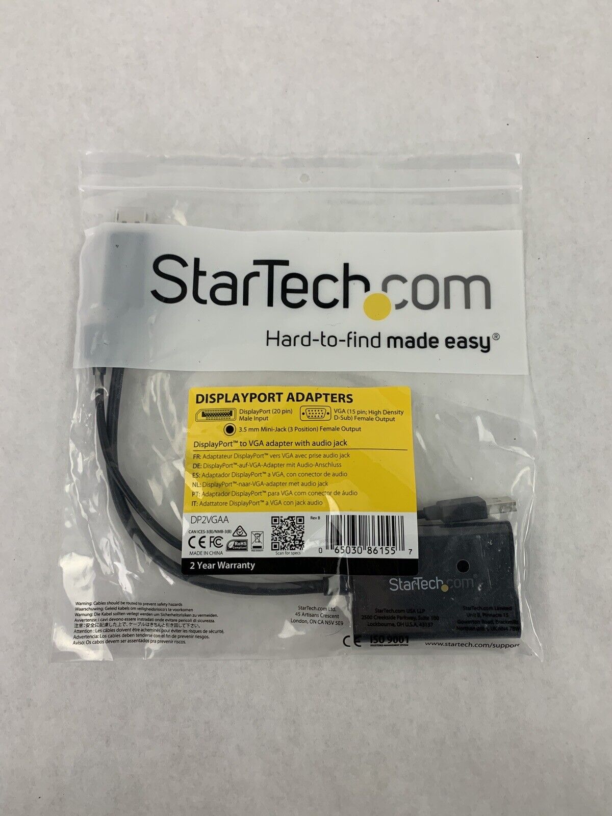 New OEM StarTech DP2VGAA DisplayPort to VGA Adapter with Audio DP Converter