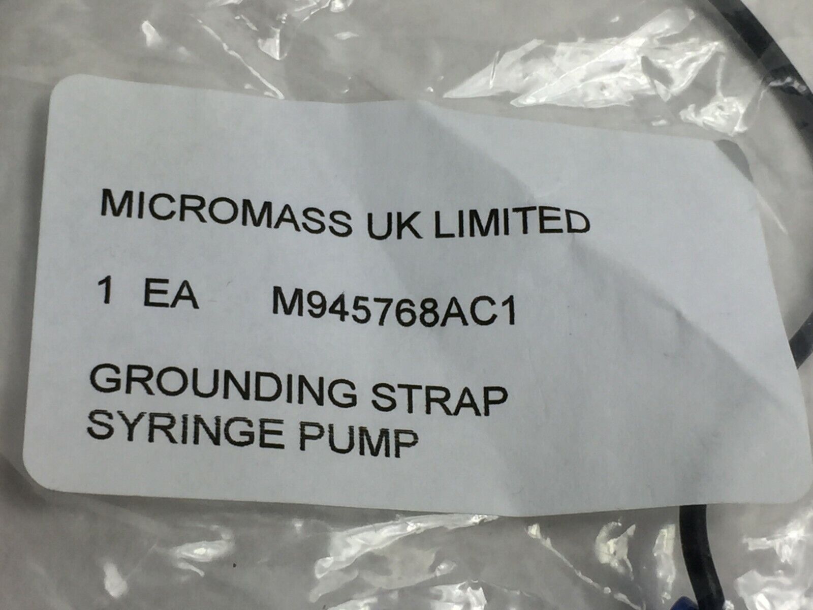 Waters Micromass Grounding Strap Syringe Pump M945768AC1   NOS