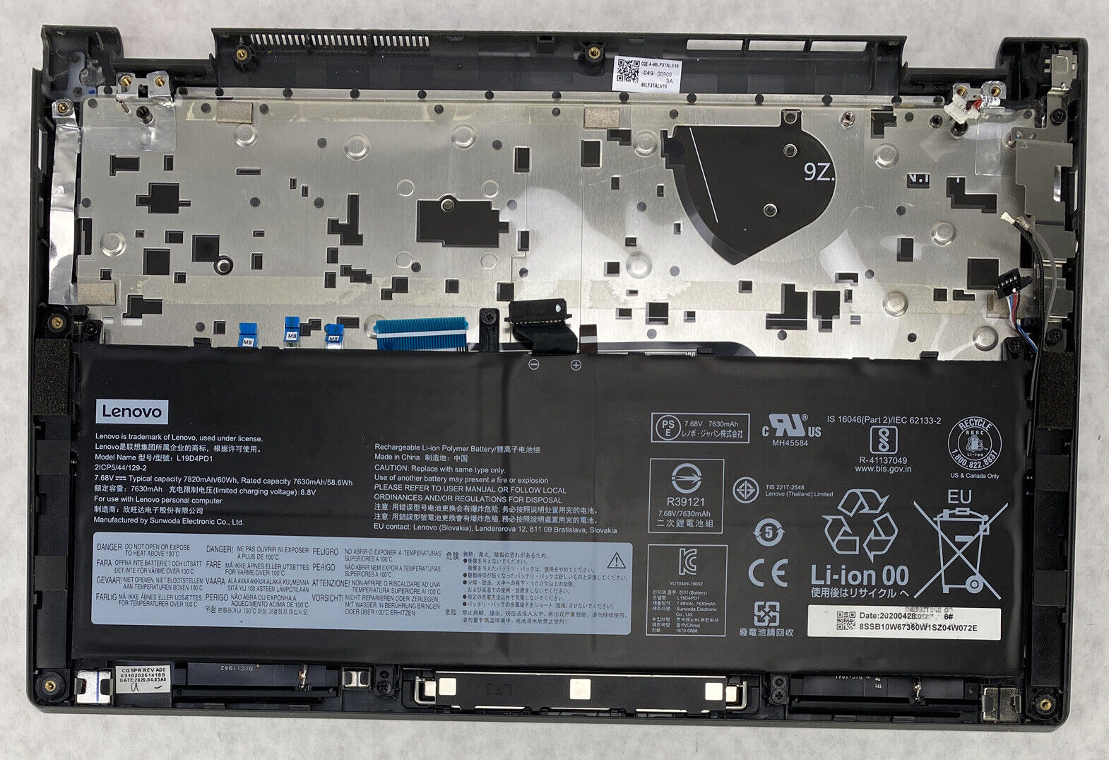 Lenovo Yoga C930-13iML Laptop Palmrest Touchpad Keyboard Assembly WITH BATTERY