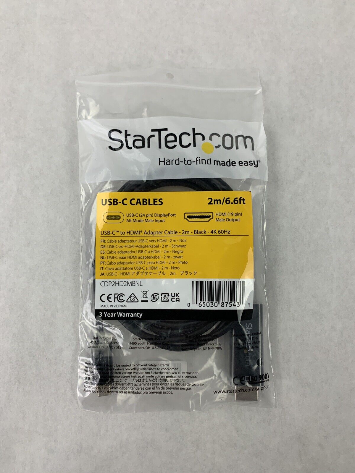 New OEM Startech 6ft  USB C to HDMI Cable 4K 60Hz USB Type C DP
