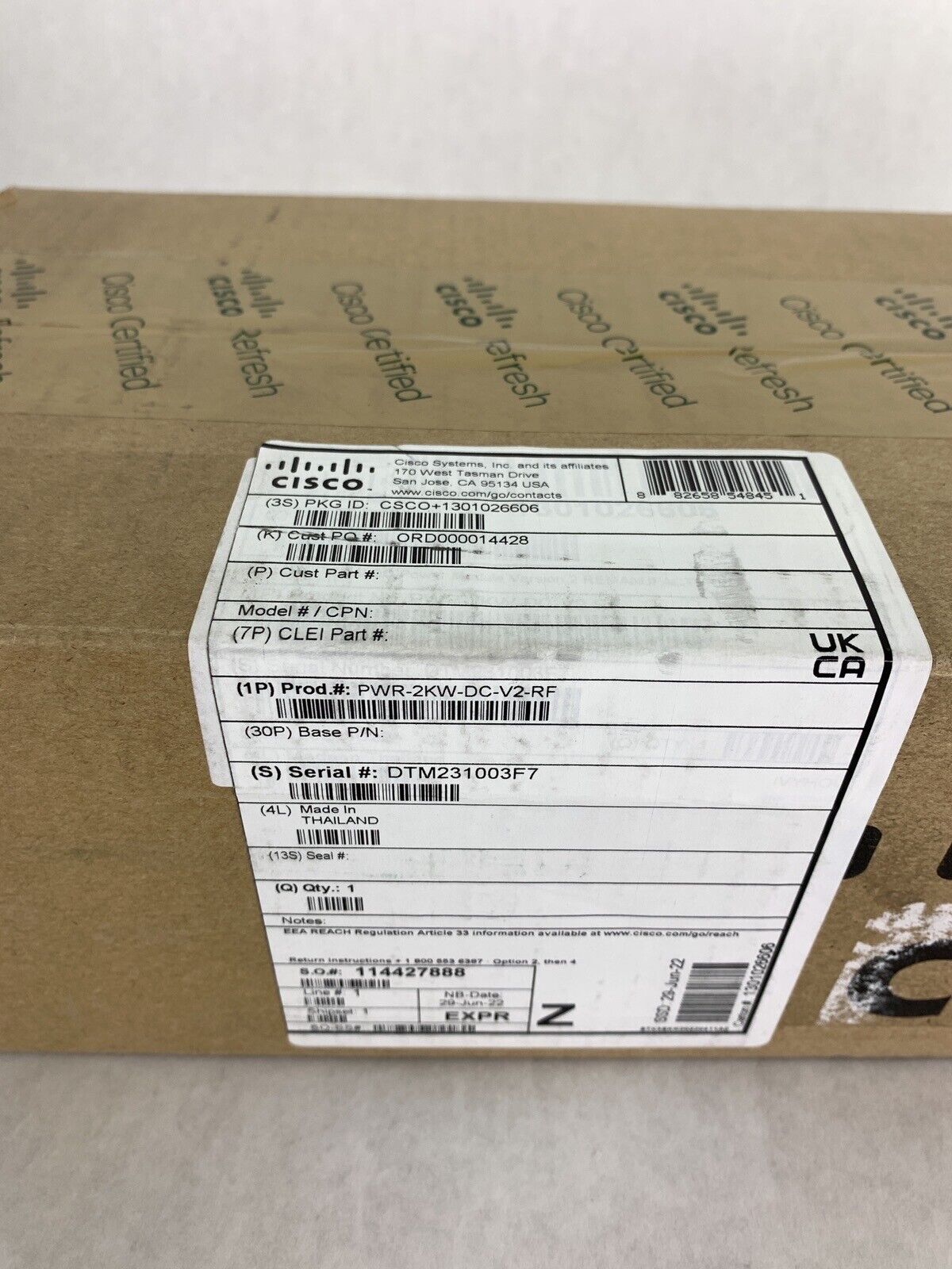 Cisco Refresh PWR-2KW-DC-V2-RF  2KW DC Power Module