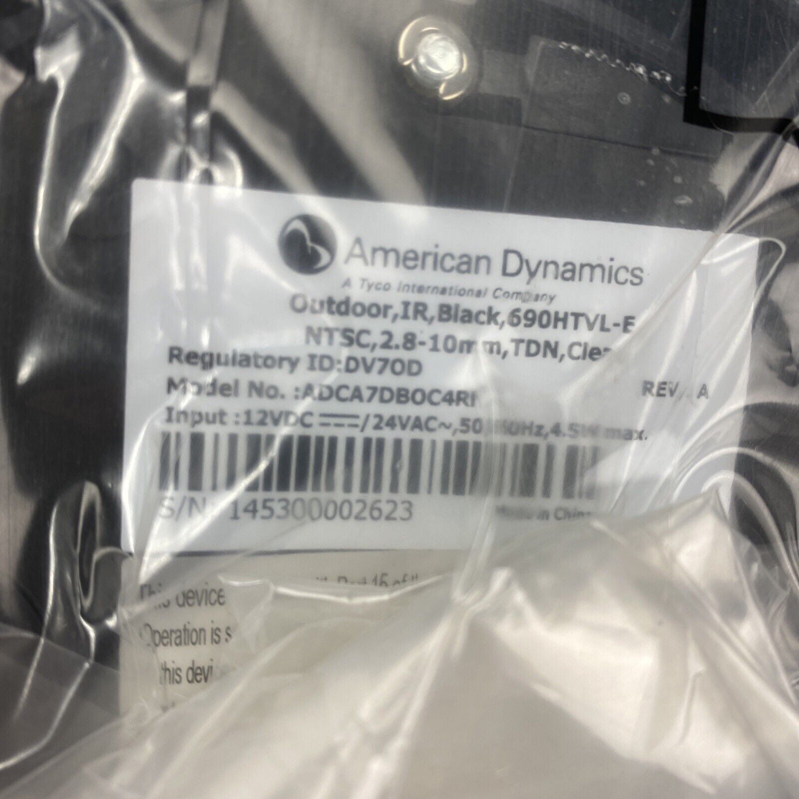 American Dynamics ADCA7DBOC4RN Outdoor IR Black 690HTVL-E 2.8-10mm TDN Clear
