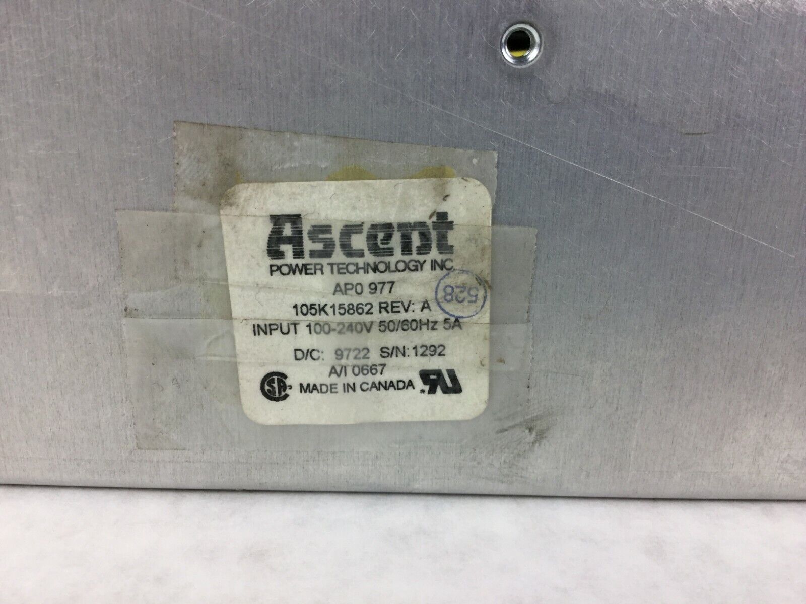 Ascent Power Supply APO 977 105k15862