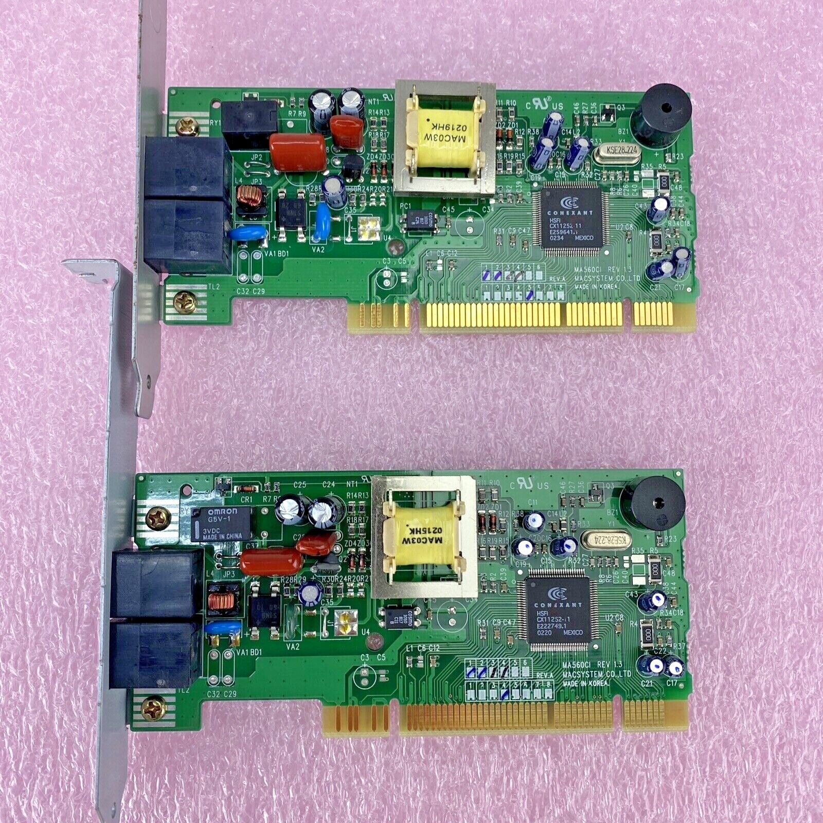 Lot of 2 Macsystem, Inc. MA560CI Conexant 56K fax modem PCI cards