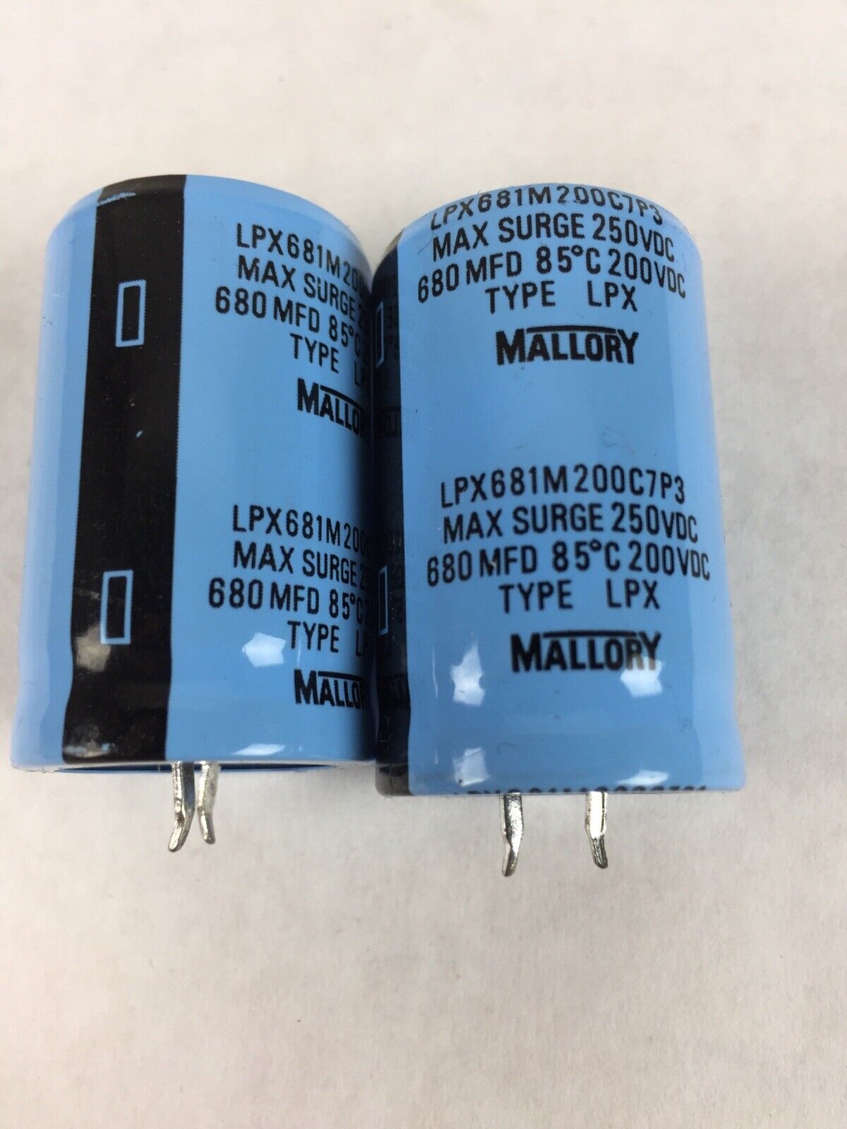 Lot of 2 Mallory 680MFD LPX681M200C7P3 Type LPX Max Surge 250VDC