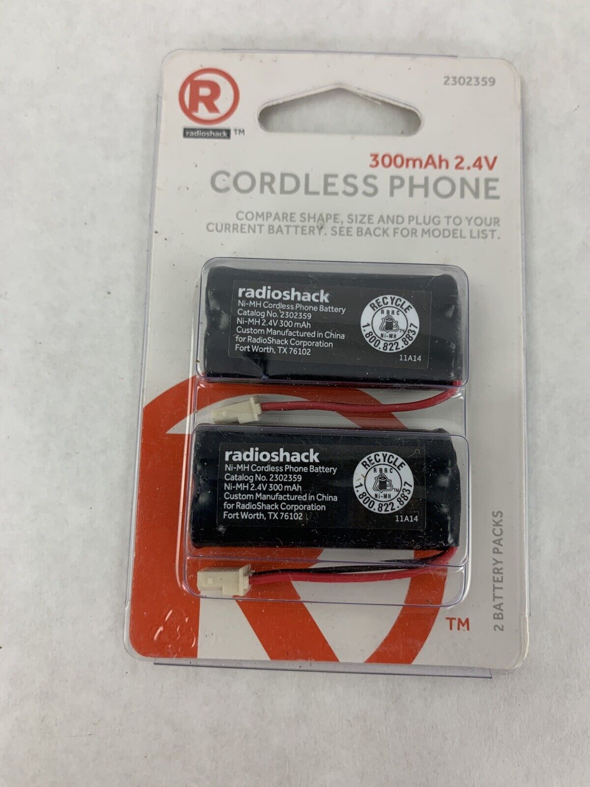 New OEM RadioShack 2.4V 300mAh Ni-MH Cordless Phone Battery 2302359