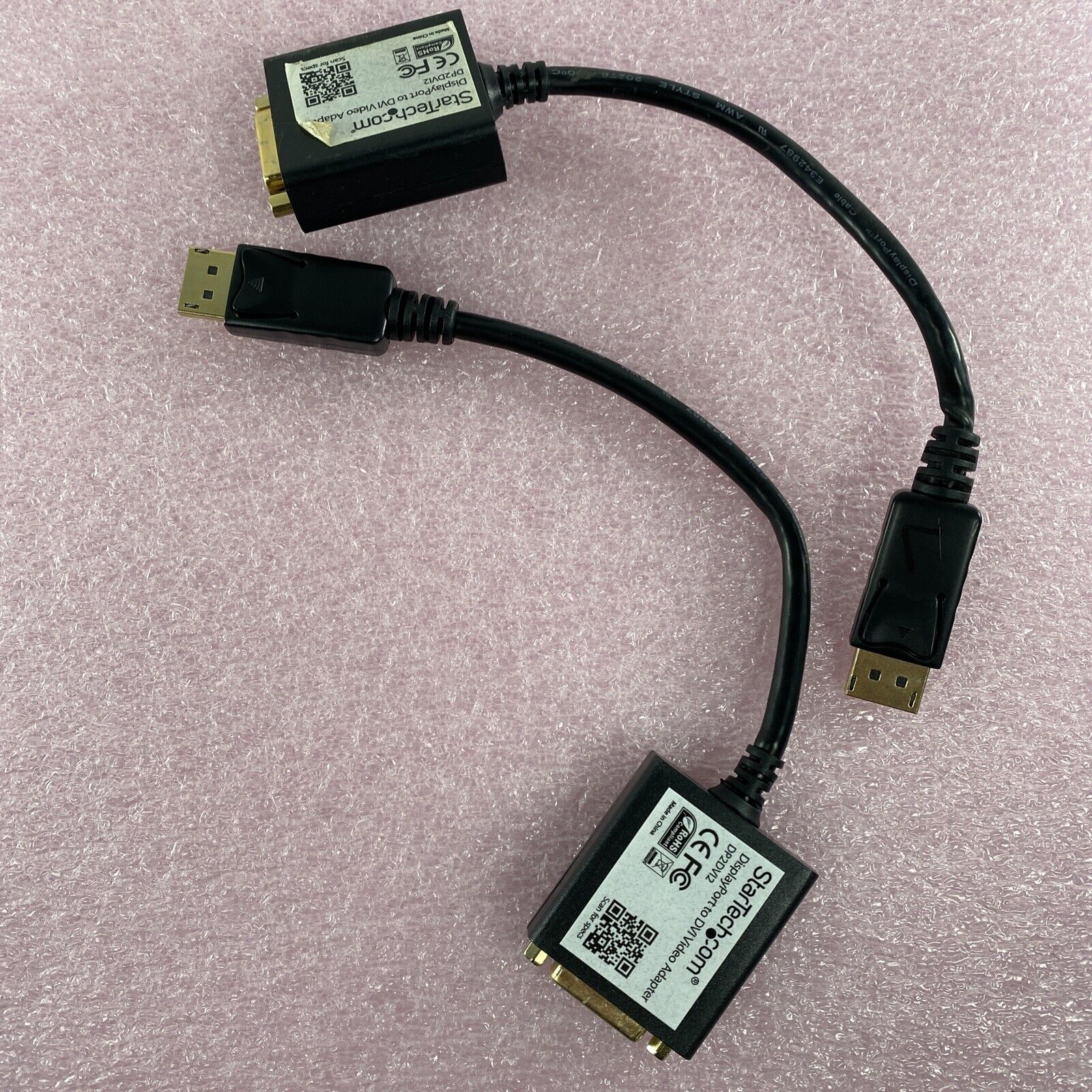 Lot( 2 ) StarTech.com DP2DV12 DisplayPort to DVI Video Adapter