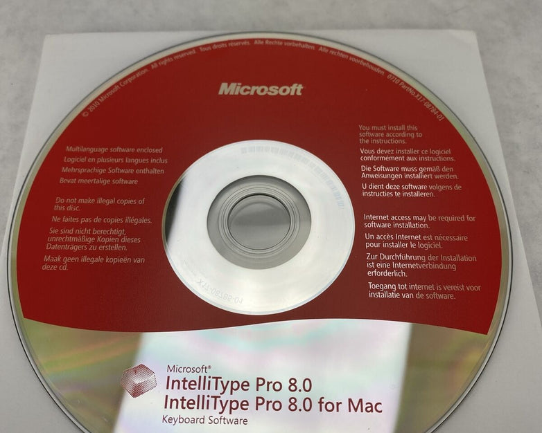Microsoft IntelliType Pro 8.0 Keyboard Software Disc CD for Mac Red Label 2010