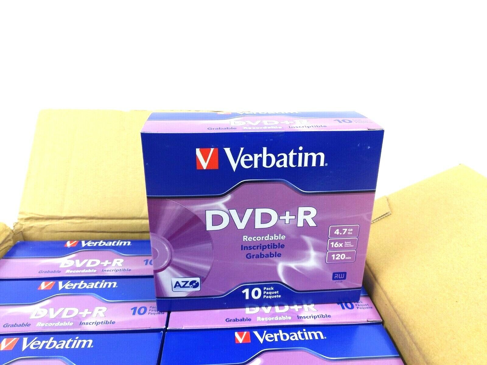 Lot 0f (8) 10PK DVD+R Recordable Verbatim 120 Min 4.7GB/16x In Jewel Case
