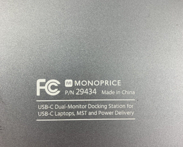 Monoprice USB-C Dual-Monitor Docking Station 100W  29434 w/ Power Supply
