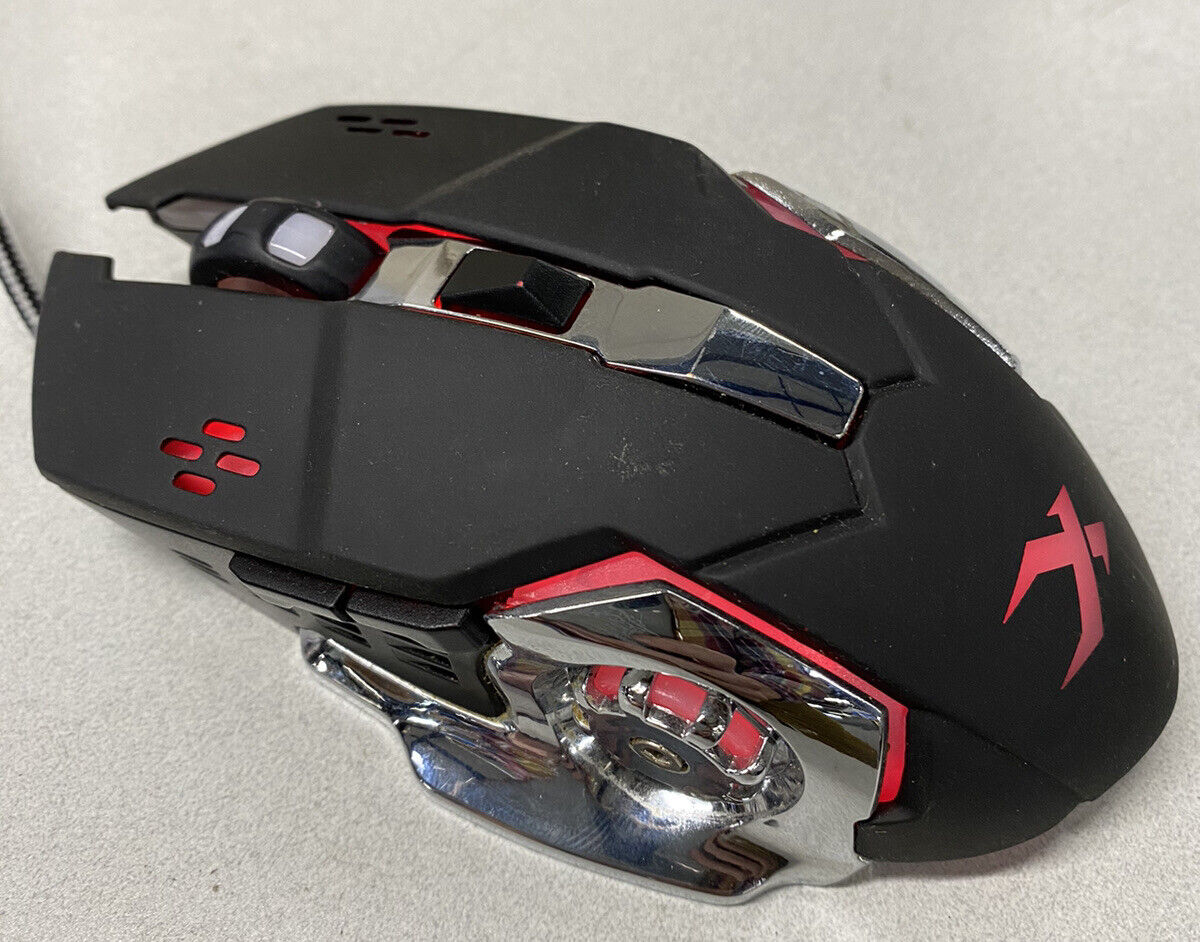 Lenrue G3 E-Sports Gaming Mouse Black w/ Faux Chrome Gears Motif TESTED