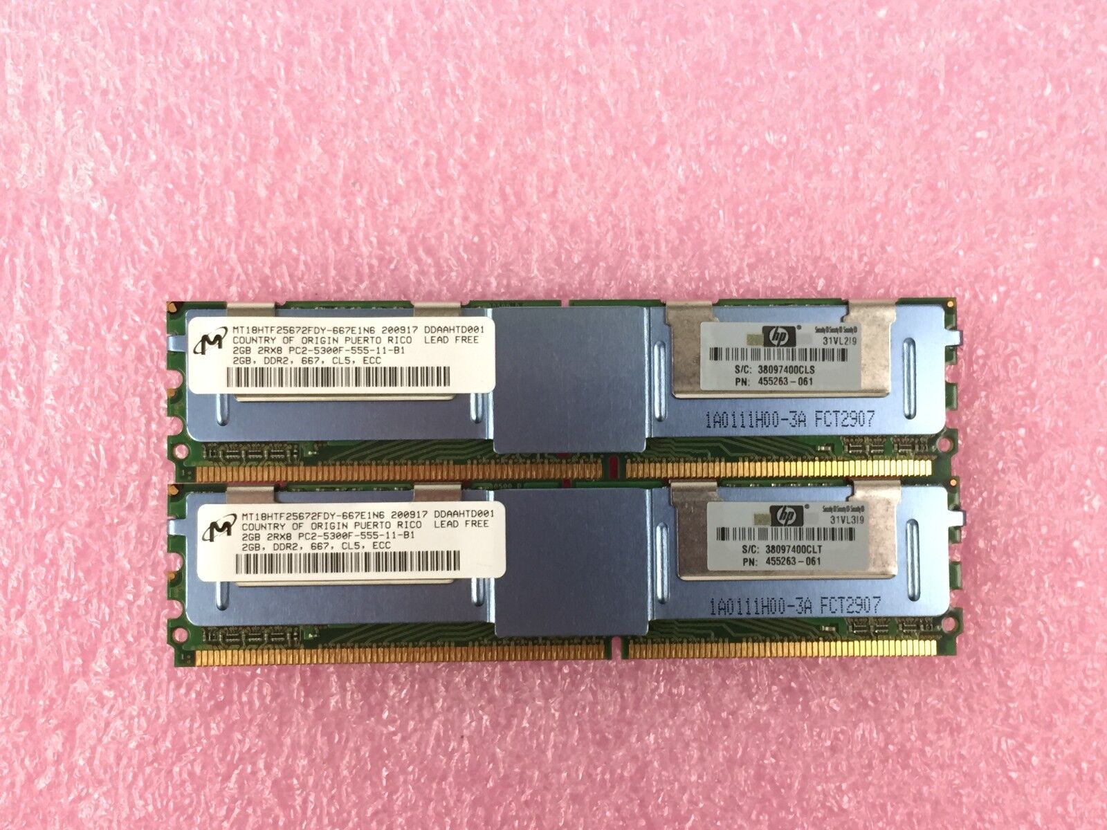 4GB Kit (2x 2GB) Micron MT18HTF25672FDY-667E1N6 2RX8 PC2-5300F-555-11-B1