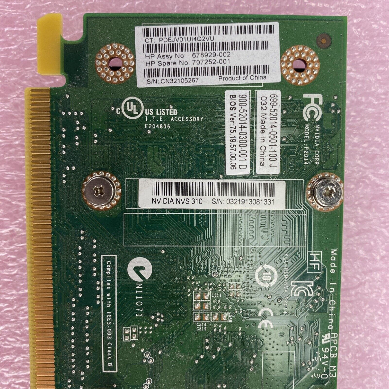 HP 678929-002 Nvidia NVS 310 512MB GDDR3 2xDP Full Profile