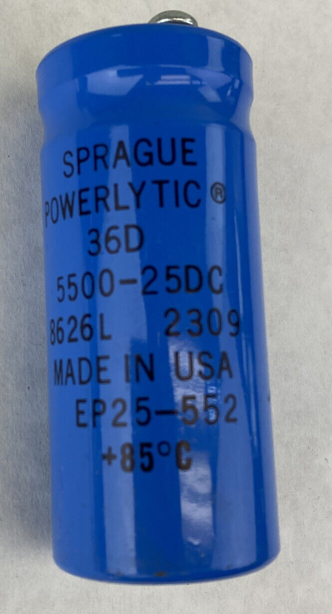 Sprauge 8626L Powerlytic 36D EP25-552 electrolytic capacitor 5500-25DC