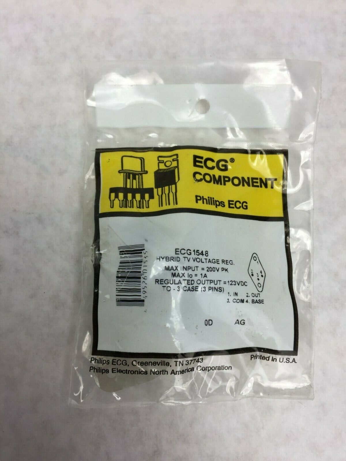ECG Component ECG1548 Hybrid TV Voltage Reg  TO-3 Case  3 Pin