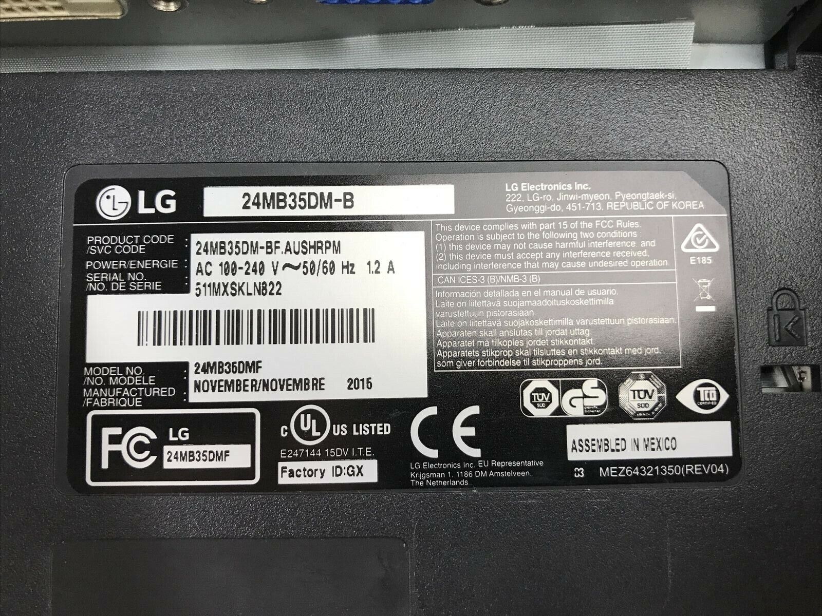 LG 24MB35V-B24'' LED Back-lit Monitor Grade B